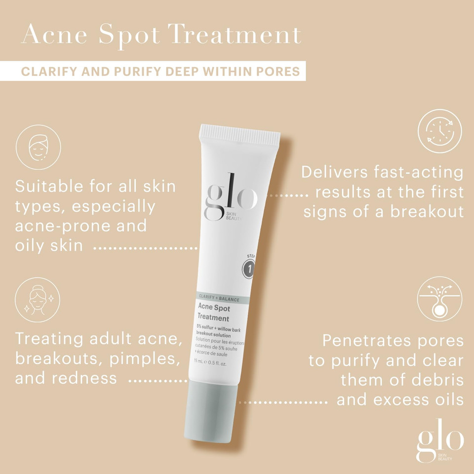 Glo Skin Beauty Acne Spot Treatment - With 5% Sulfur Targets Breakouts For Acne-Prone And Oily Skin