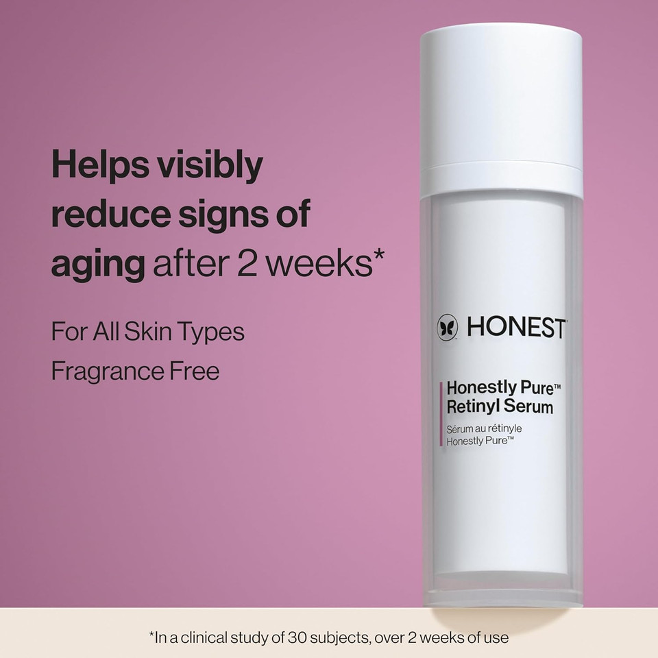 Honest Beauty Honestly Pure Nightly Retinyl Serum | Moisturizes, Exfoliates, + Reduces Fine Lines | Gentle For Sensitive Skin, Fragrance Free, Vegan | 1 Fl Oz