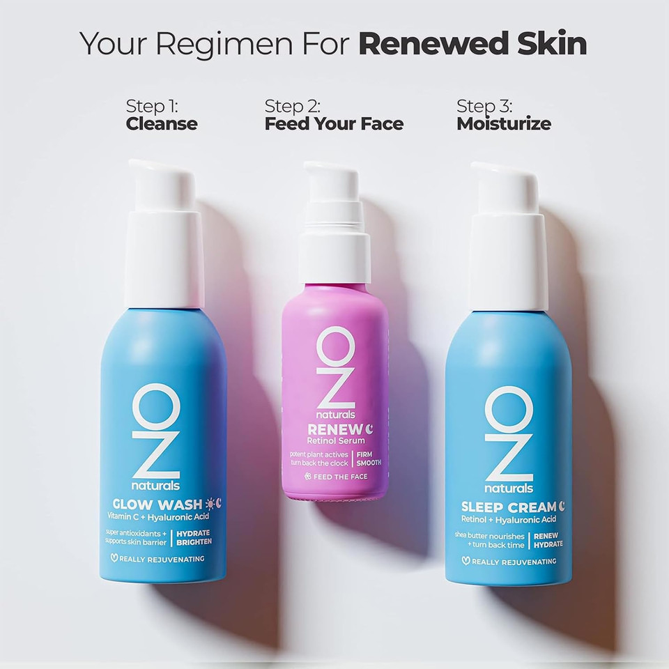 Oznaturals Renew Retinol Serum - Anti Aging Serum For Skin Renewal - Smoothes And Brightens Complexion With Vitamin E And Hyaluronic Acid - 1 Oz