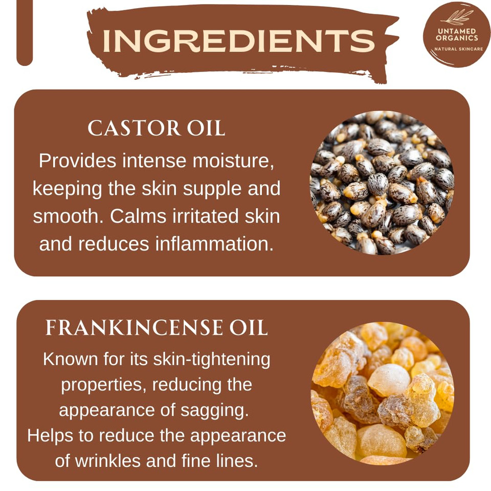 Time Tamer - Castor Oil & Frankincense Oil Roll On Facial Serum For Under Eyes And Face - Certified Organic, Cold Pressed, Hexane Free - Miracle Anti-Aging Oil - 10Ml