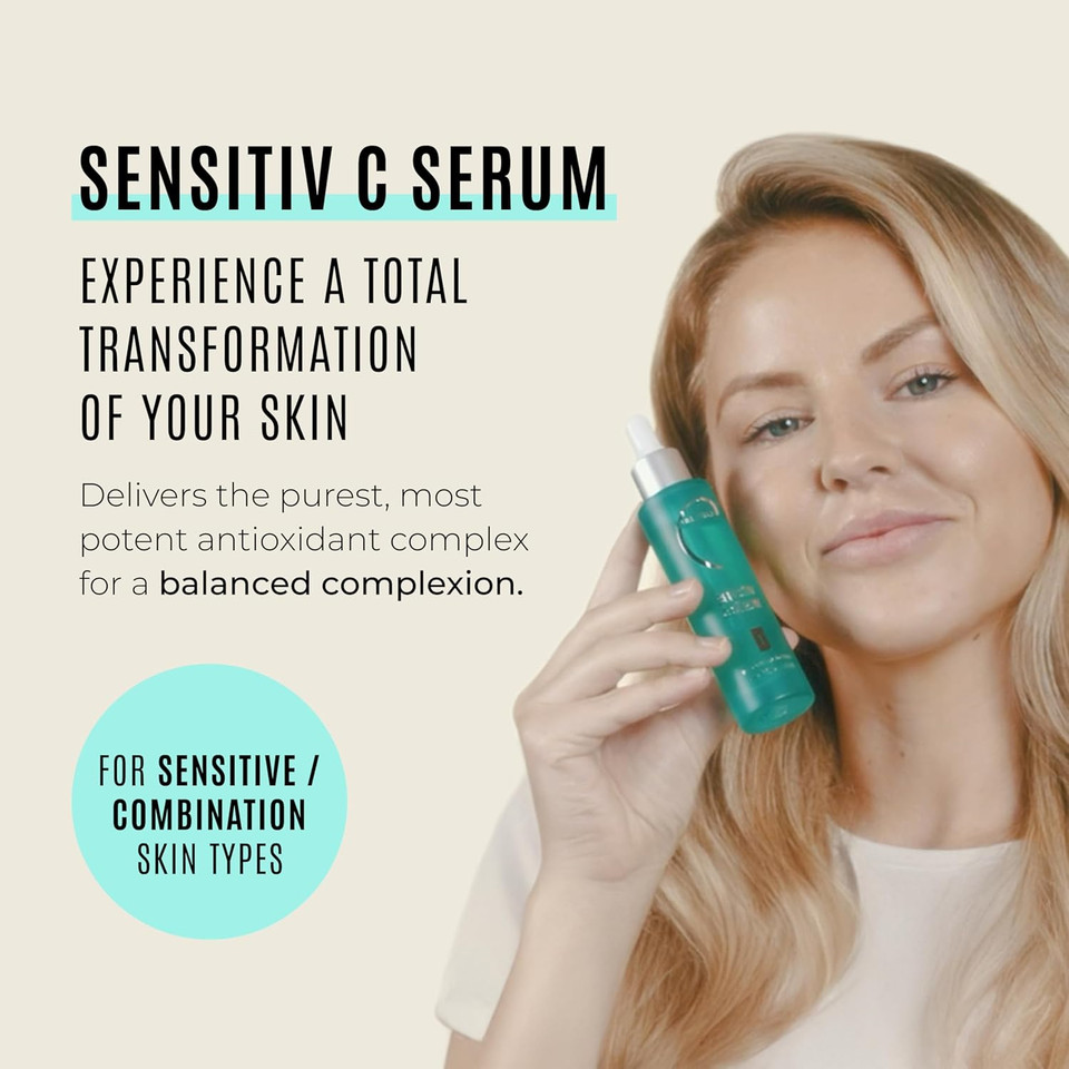 Malibu C Sensitiv C Face Serum - Vitamin C Serum For Combination & Sensitive Skin - Balances, Brightens & Protects With Ascorbic Acid, Allantoin & Pro Vitamin B5 (1 Fl Oz)