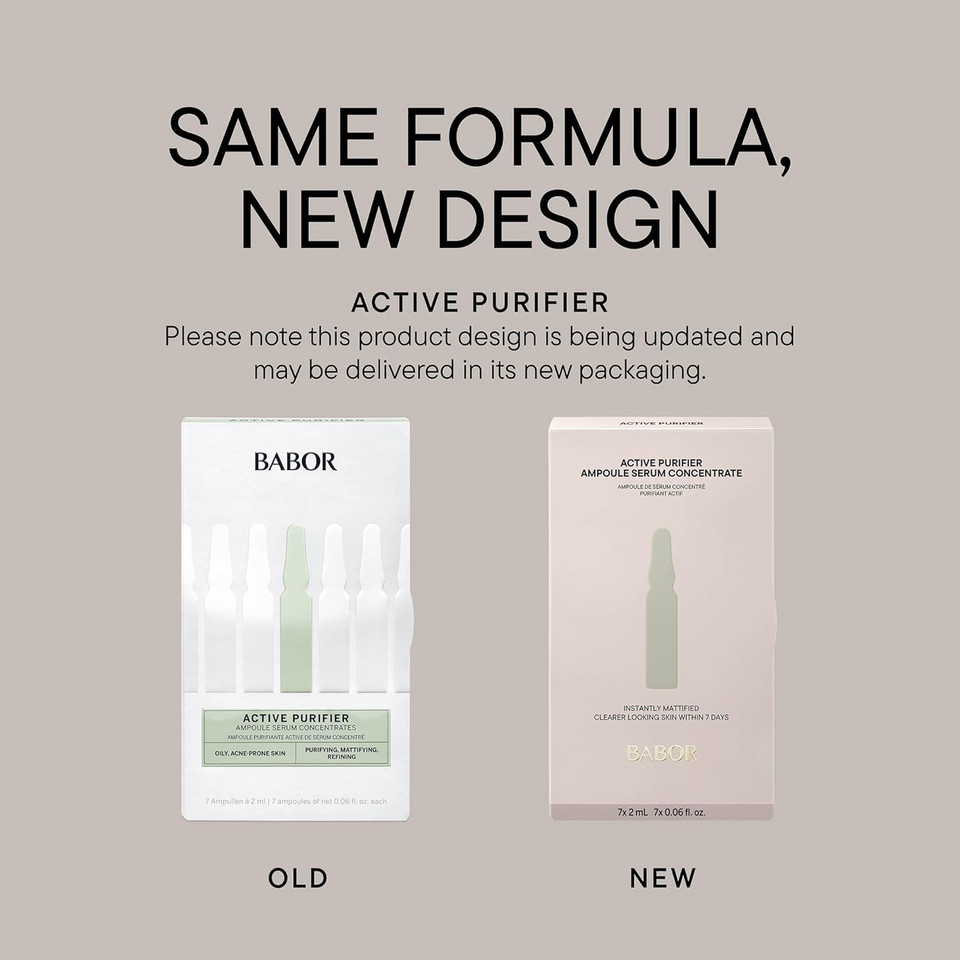 Babor Active Purifier Ampoule Concentrates For Face With Tea Tree Oil, Refine, Purify, Revitalize Dull And Dry Skin, Clean & Vegan, Results In 7 Days