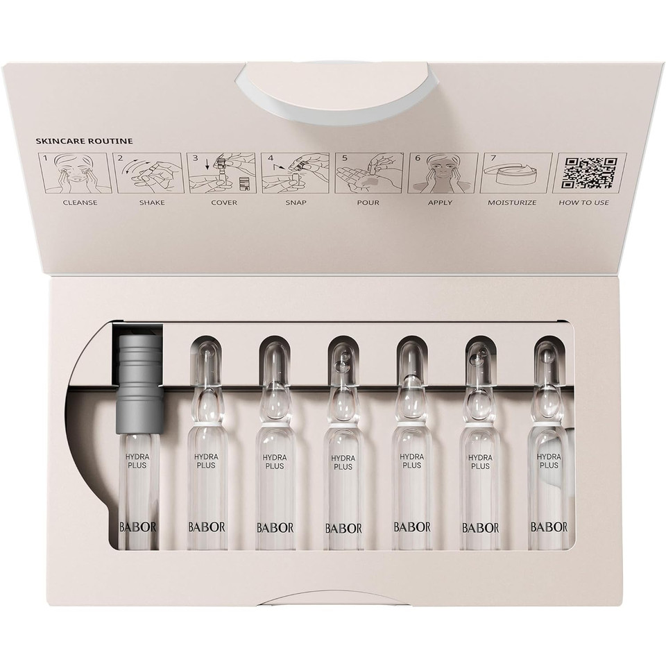 Babor Hydra Plus Ampoule Concentrate, Moisturizing Skincare Capsule, Hyaluronic Acid Serum, Deeply Nourish To Plump And Smooth Skin, Anti Aging Serum 7 Day Treatment
