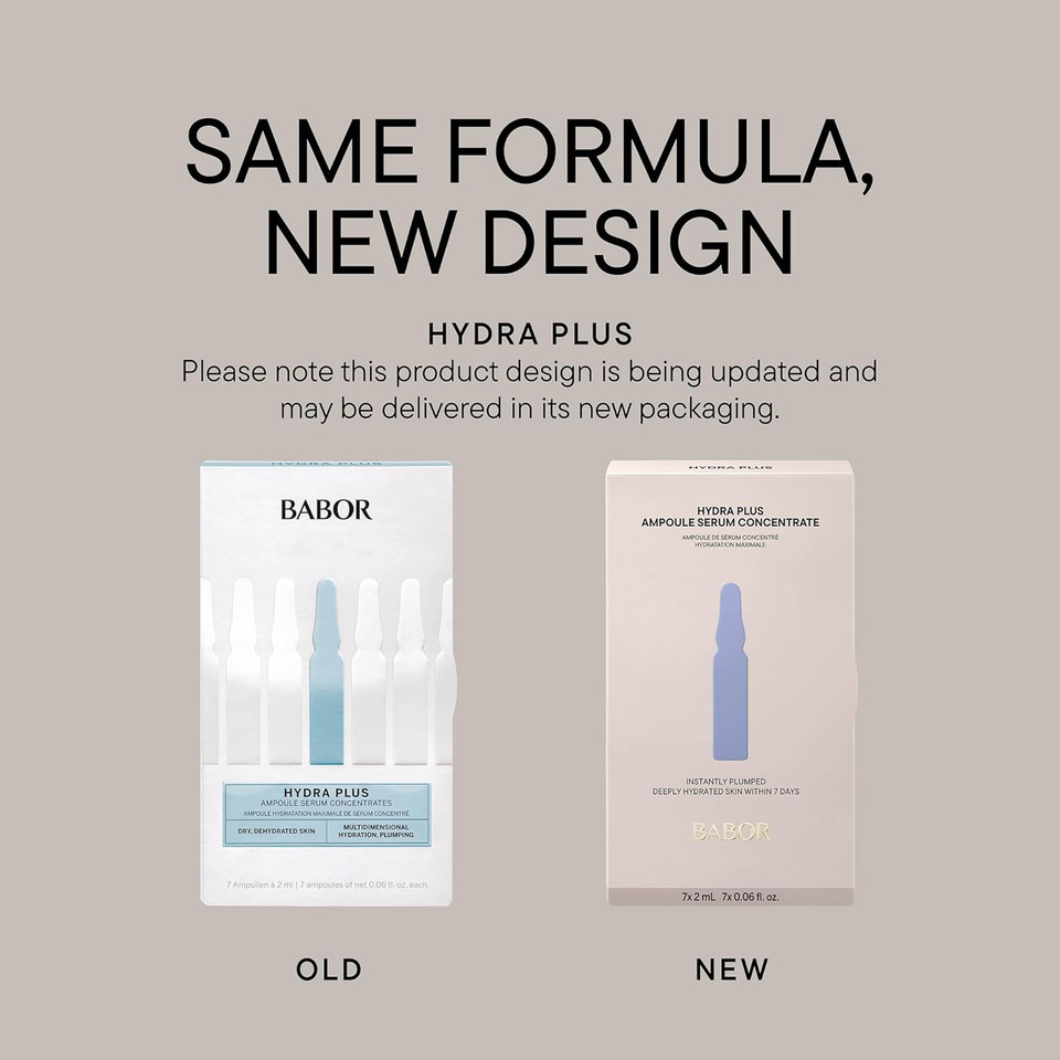 Babor Hydra Plus Ampoule Concentrate, Moisturizing Skincare Capsule, Hyaluronic Acid Serum, Deeply Nourish To Plump And Smooth Skin, Anti Aging Serum 7 Day Treatment