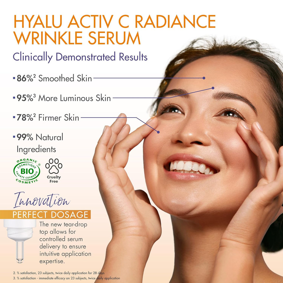 Organic Hyalu Activ C Serum For Face & Eyes - Optimized Vitamin C 5X More Stable With Hyaluronic Acid - Anti-Wrinkle - Brighter & Plumped Skin - 1.01 Fl Oz Organic Hyalu Activ C Serum For Face & Eyes - Optimized Vitamin C 5X More Stable With Hyaluronic Acid - Anti-Wrinkle - Brighter & Plumped Skin - 1.01 Fl Oz