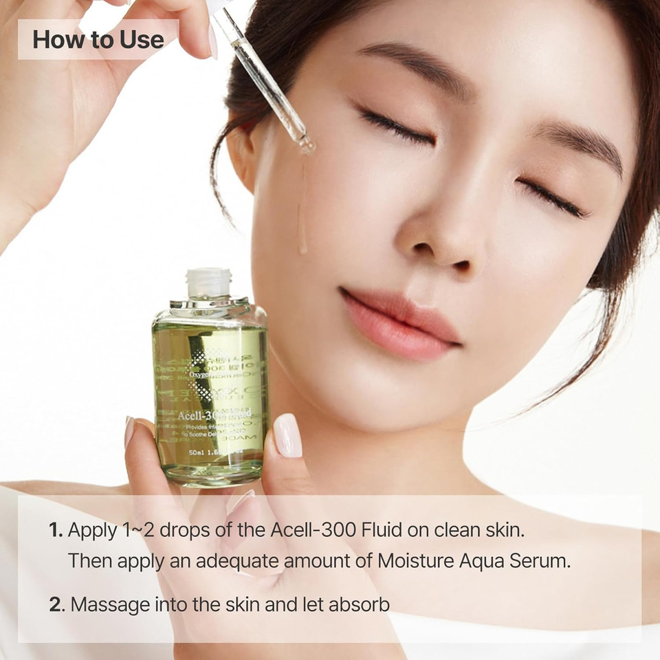 Acell Moisture Kit  Hydrating Serum & Oil-Free Ampoule For Dehydrated Skin, Acell-300 Fluid 30Ml + Moisture Aqua Serum 30Ml