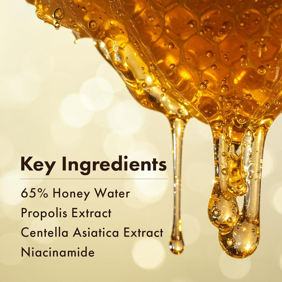 Honey Glow 65% Propolis Serum, Hyaluronic Acid, Kojic Acid, Niacinamide, Hydrating Facial Soothing Moisturizer For Irritated Uneven Skin Tone, Glass Skin, Korean Skin Care, 33Ml, 1.11 Fl.Oz