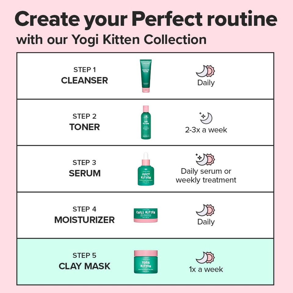 I Dew Care Heartleaf Clay Mask - Yoga Kitten | Wash-Off, For Blemish-Prone With Kaolin, Heartleaf, Tea Tree Extract, Home Spa, Korean Skincare, Glass Skin Look, Soothing, 2.5 Fl Oz