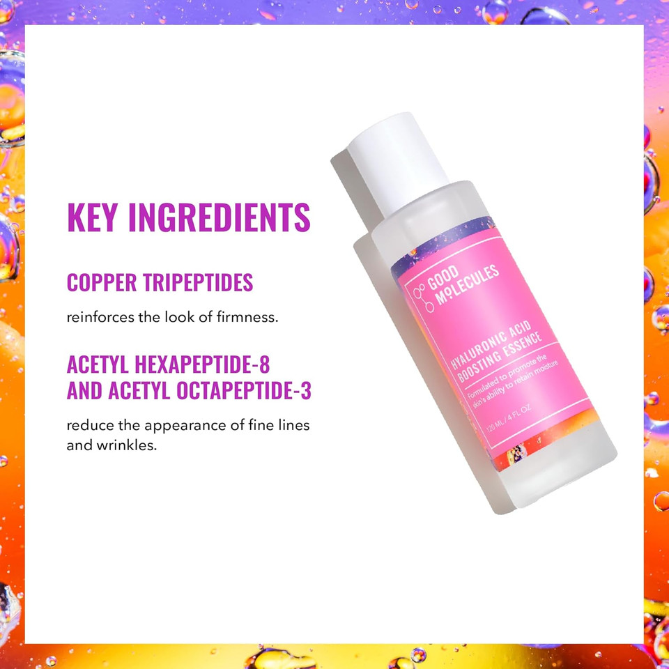 Good Molecules Hyaluronic Acid Boosting Essence - Ultra Hydrating Face Moisturizer With Peptides To Boost Skin Firming And Plumpness - Skin Care For Face