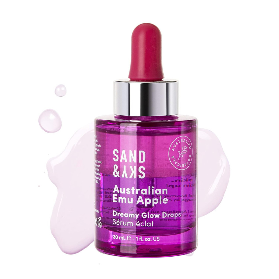Sand & Sky Australian Glow Berries Plumping Glow Drops Serum With Vitamin C & Hyaluronic Acid - Fine Line Reducing, Brightness-Boosting, 1 Fl Oz
