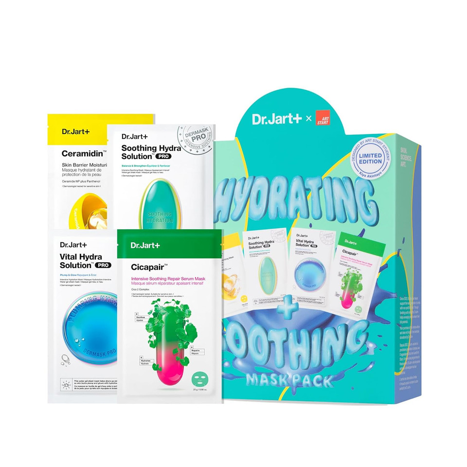 Dr.Jart+ Art Start Hydrating And Soothing Face Mask Value Set | 4 Korean Face Masks | Korean Skin Care Set
