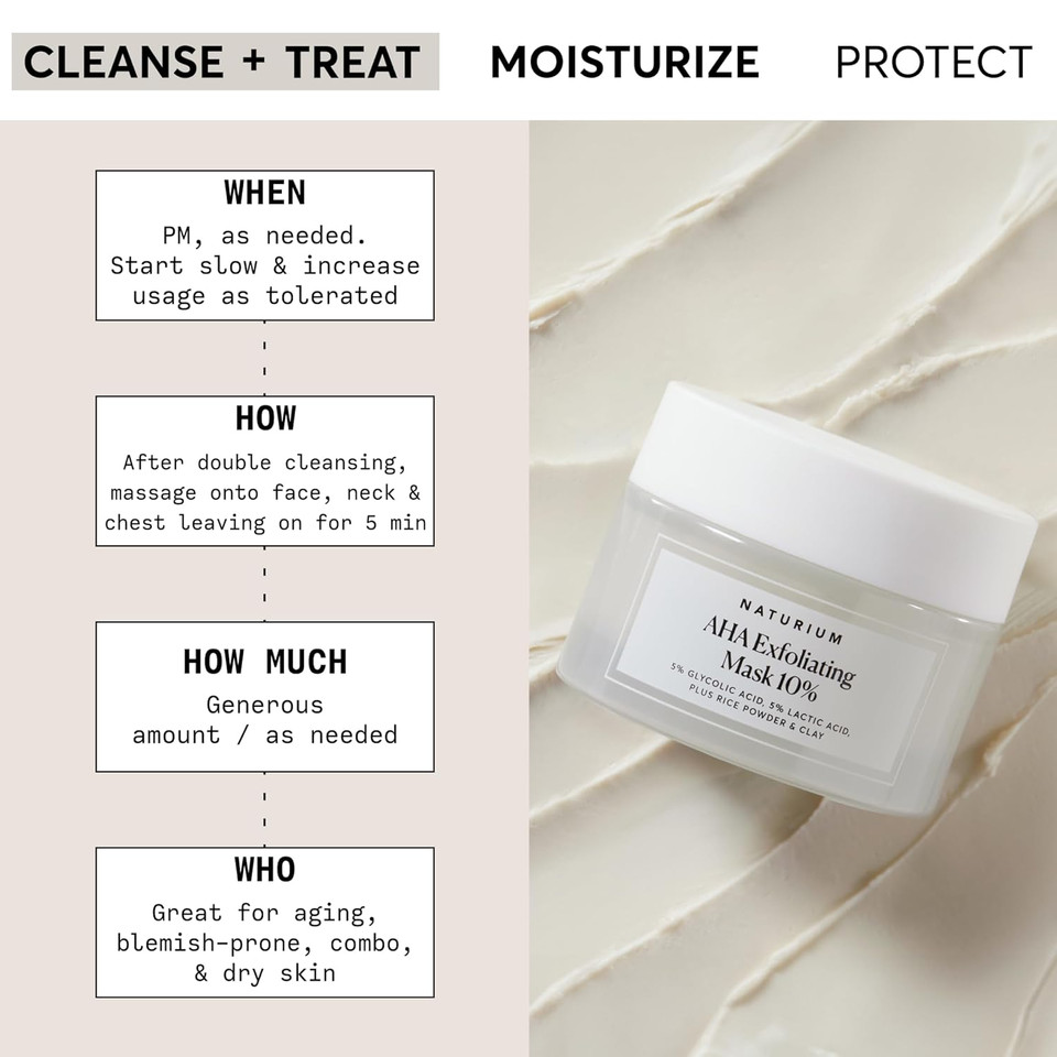 Naturium Aha Exfoliating Mask 10%, Exfoliating Skincare With Glycolic & Lactic Acids, Resurfaces Skin For Radiant Complexion, Vegan & Cruelty-Free, 1.7 Oz