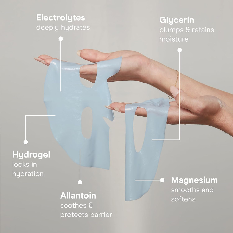 Nuface Ionplex Hydra-Gel Power Mask - Hydrogel Korean Face Mask To Help Boost Hydration, Smooth Fine Lines & Enhance Microcurrent Results - Reveals A Dewy, Glass Skin Glow (5 Count)