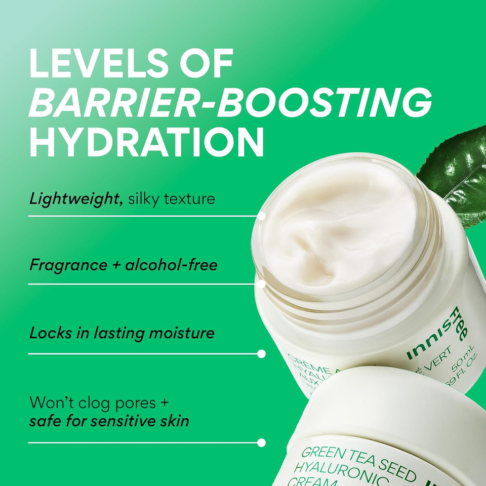 Innisfree Green Tea Seed Hydrating Serum With Hyaluronic Acid & Niacinamide, Korean Face Serum For Glow