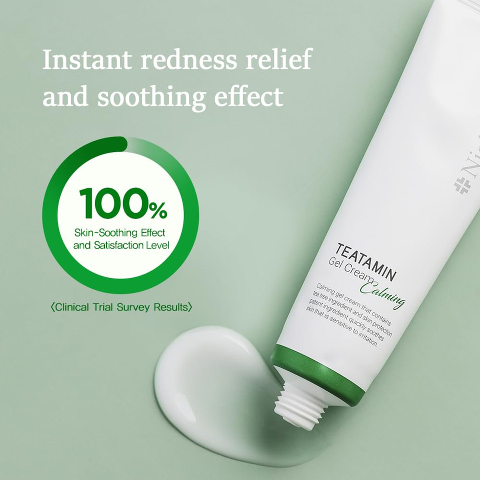 Nightingale Teatamin Calming Gel Cream, Redness Relief For Face, Moisturizer Face Cream, Soothing For Sensitive & Troubled Skin, With Tea Tree Complex & Vitamin, Hypoallergenic, Korean Skin Care