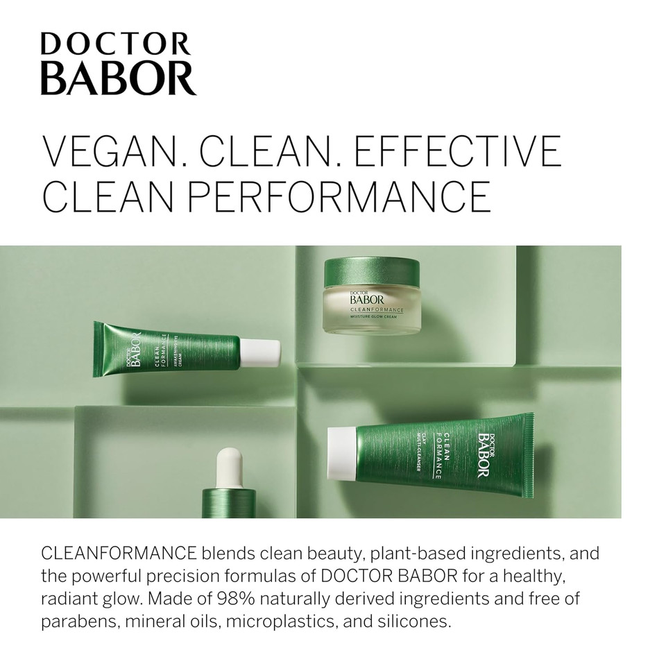 Babor Cleanformance Moisture Glow Cream, Travel Daily Moisturizer With Light-Reflecting Pigments, Instant Glow And Hydration, Prebiotics & Probiotics Facial Cream, Radiant Even Complexion, 0.5 Oz
