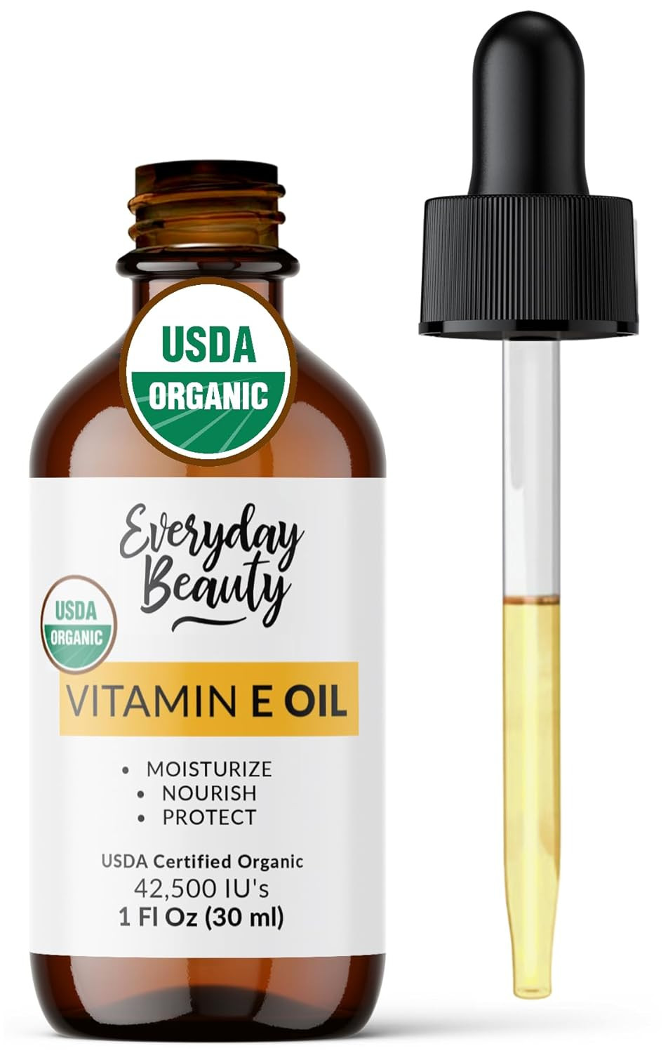 Organic Vitamin E Oil  Certified Organic Blend Of Vitamin E - Deeply Hydrating Care For Face, Skin, Hair, Scars  Antioxidant-Rich, Fragrance-Free, And Gentle On Skin - 1 Fl Oz Glass Dropper & Bottle