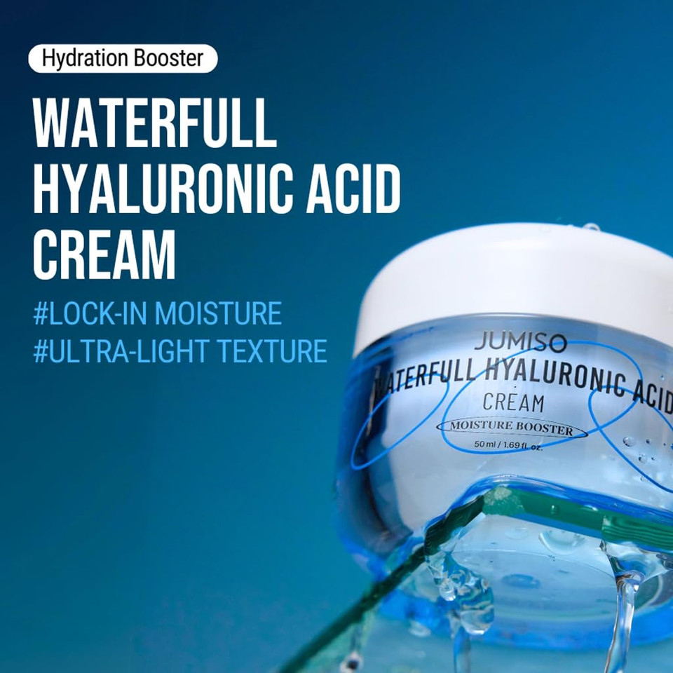 Jumiso Waterfull Hyaluronic Cream - Korean Face Moisturizer With 3-Complex Hyaluronic Acid 5 Microbiome Deep Hydration Sebum Control - Vegan Fragrance-Free All Skin Types, 3.38 Oz