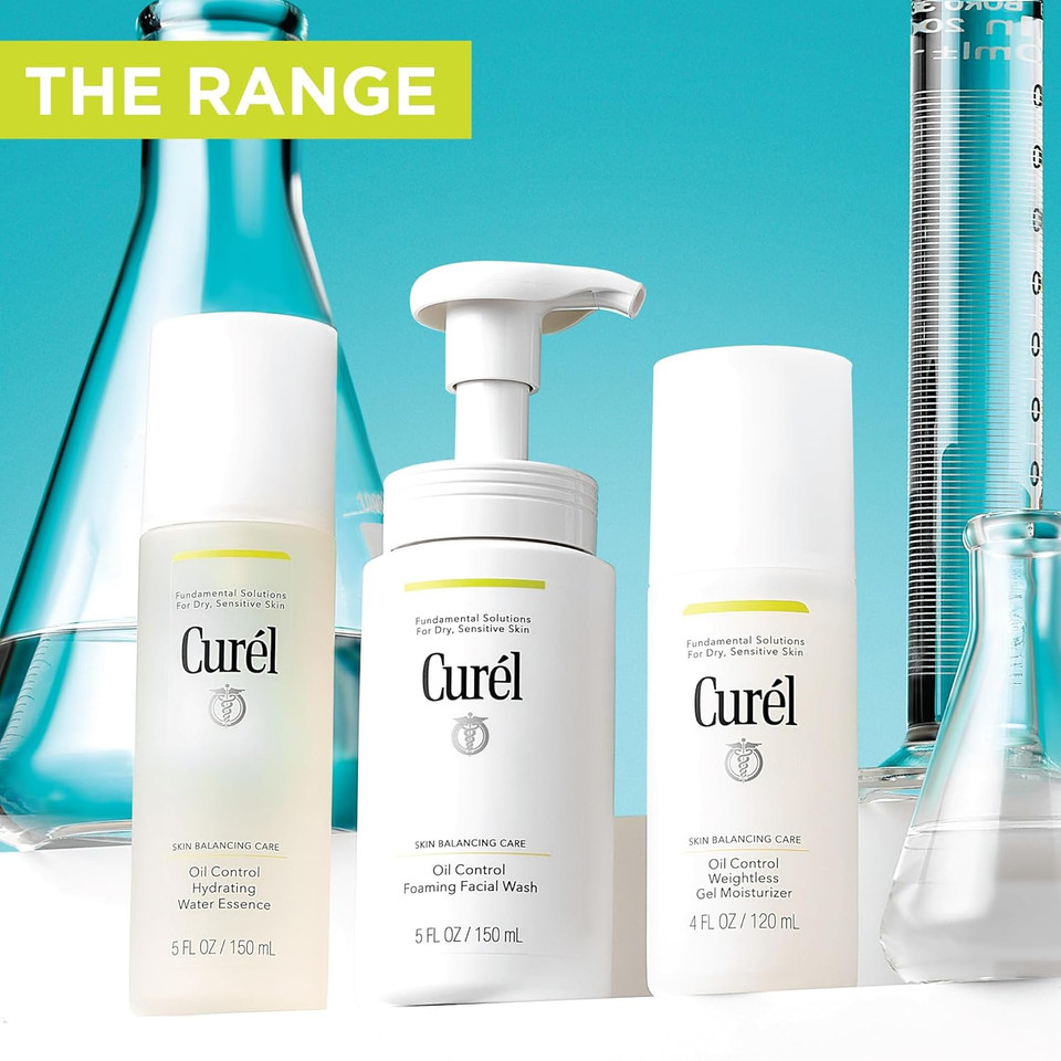 Curel Oil Control Japanese Skin Care, Weightless Gel Moisturizer For Dry, Sensitive Skin, Gel Moisturizer For Face, Fragrance Free, 4 Oz
