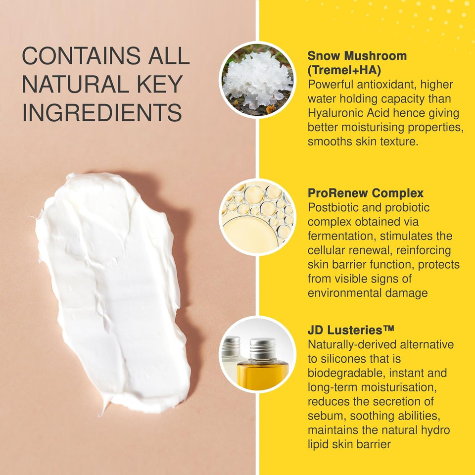 The Jojoba Company Overnight Multi-Biotic Moisture Cream With Snow Mushroom & Prorenew Complex  Hydrating Night Cream For Dry, Sensitive Skin  Nourishing, Lightweight