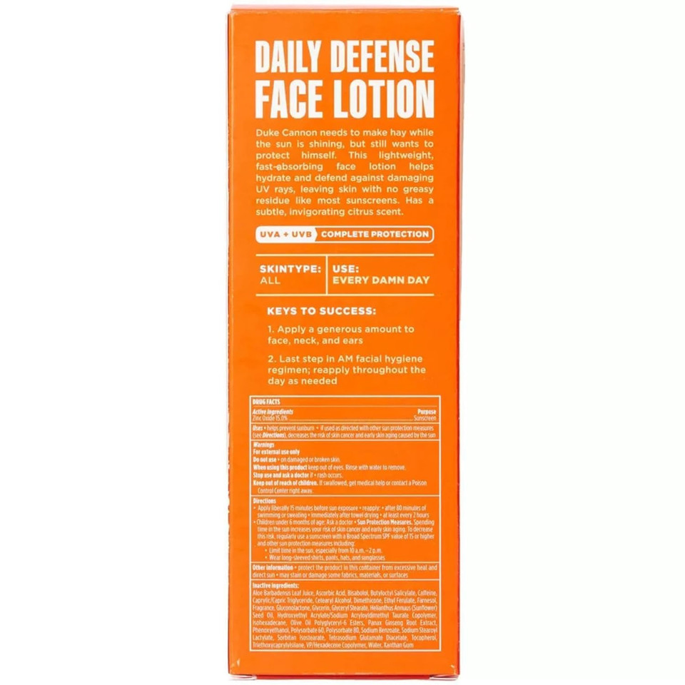 Duke Cannon Supply Co. Daily Defense Face Lotion Spf