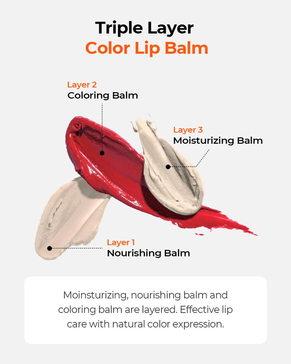 Grafen Triple Lip Tinted Lip Balm  Natural Color Lip Care With Moisture, Matt Finish, Nourishing Oils For Soft & Healthy Lips (Multiple Shades) (Bright Red)