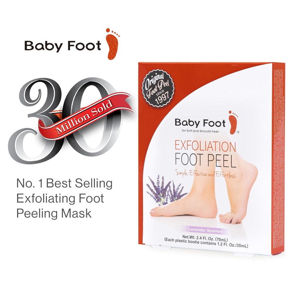 Baby Foot Original Exfoliation Foot Peel - Callus Remover For Rough Cracked, Dry Feet, Dead Skin Removal - Foot Peeling Mask For Baby Soft Feet - Spa Experience At Home & Gift Ideas - Lavender Scented