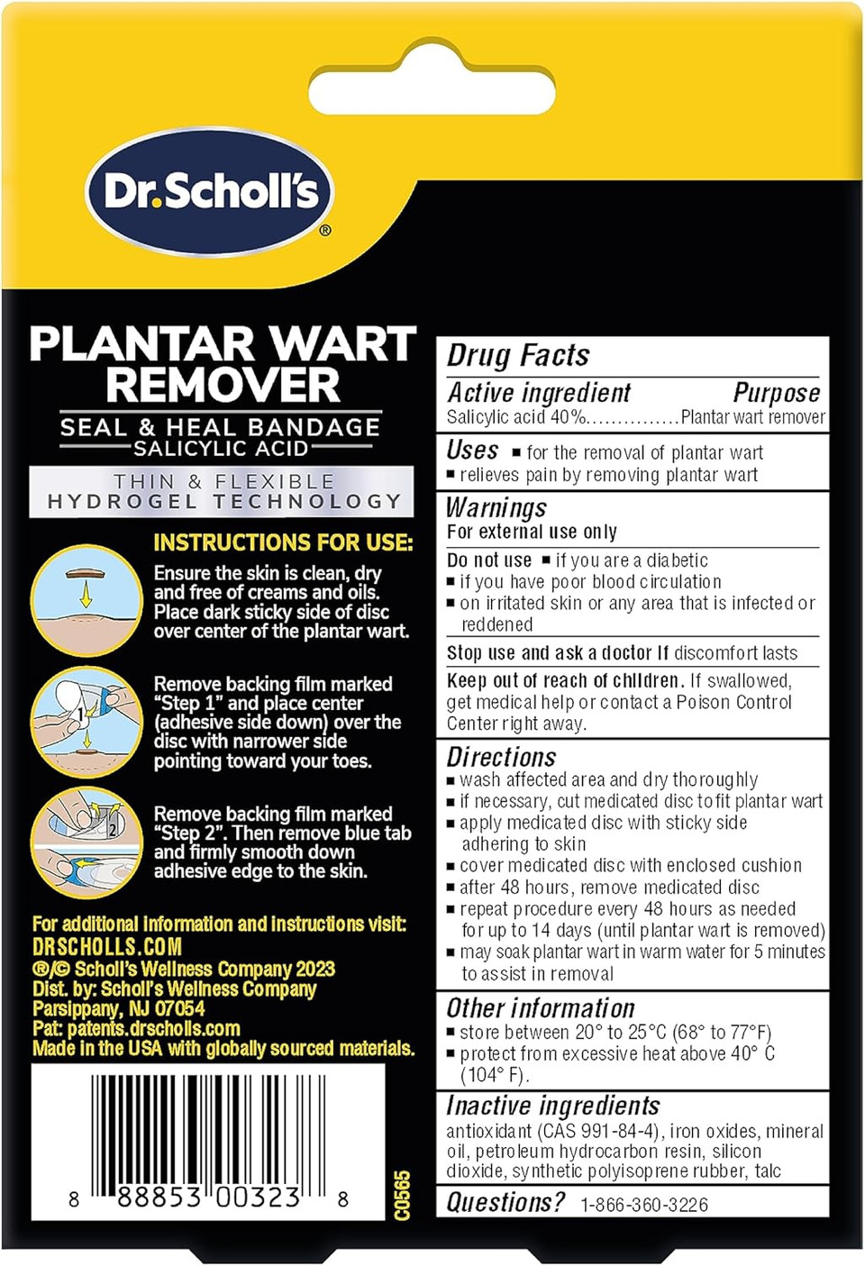 Dr. Scholl'S Clear Away Plantar Wart Remover Hydrogel Bandages For Feet - Clinically Proven Effective Wart Removal And Cushioning Pain Relief, Comfortable Multi-Day Coverage Patches