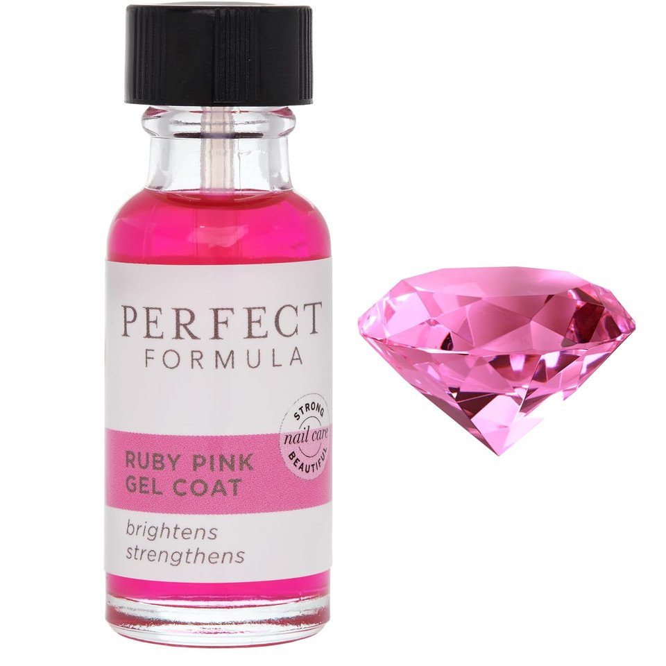 Perfect Formula Ruby Pink Gel Coat - Nail Strengthener, Keratin Nail Treatment, Gemstone Pink Gel Nail Polish - Nail Strengthener For Damaged Nails - Made In The Usa .60 Fl Oz