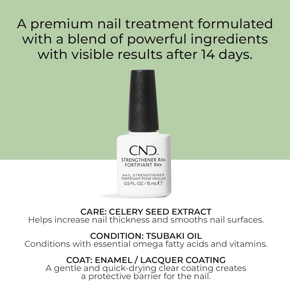 Cnd Strengthener Rxx, Nail Strengthener For Tougher, Stronger Nails & Protection For Thin Nails, 0.5 Fl Oz, 0.5 Fl Oz