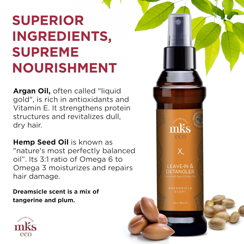 Mks Eco X - Leave-In Treatment & Detangler - Moroccan Argan Oil, Hemp Seed Oil - Vegan & Cruelty Free