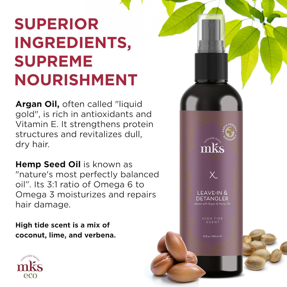 Mks Eco X - Leave-In Treatment & Detangler - Moroccan Argan Oil, Hemp Seed Oil - Vegan & Cruelty Free