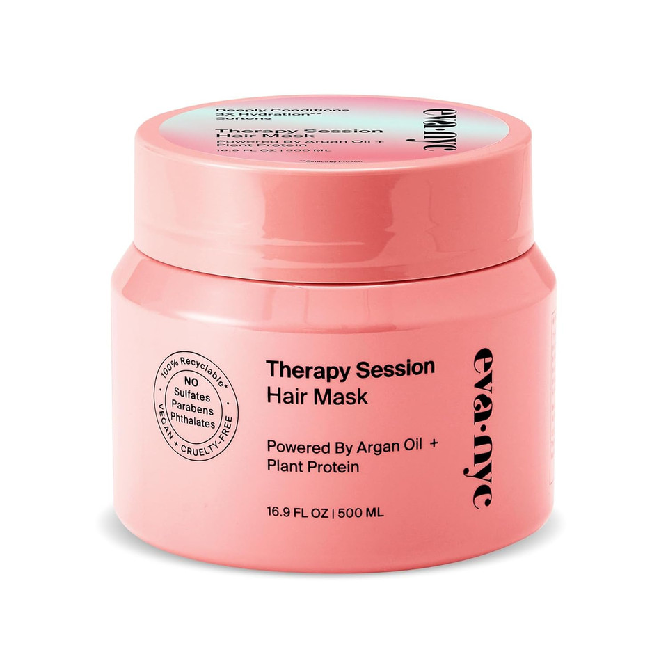 Eva Nyc Therapy Session Hair Mask, Deep Conditioning Hair Mask Infused With Argan Oil And Plant Protein, 16.9 Fl Oz