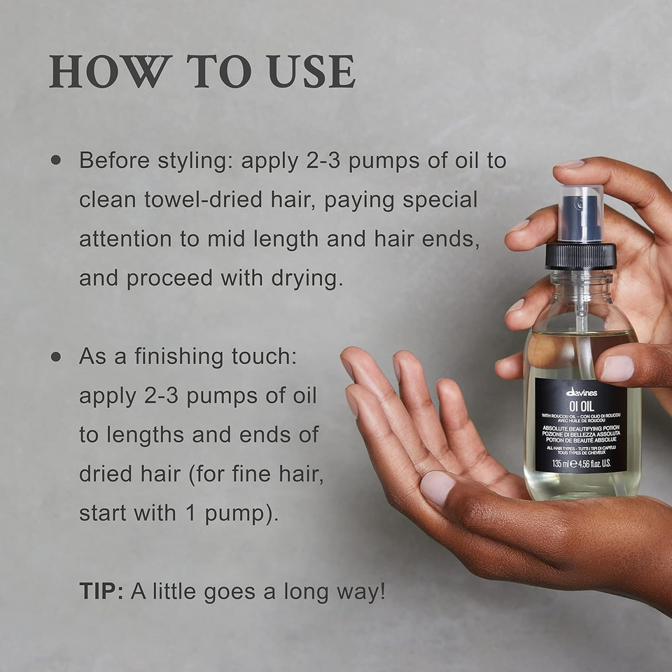 Davines Oi Oil | Weightless Hair Oil Perfect For Dry Hair, Coarse & Curly Hair Types | Conrol Frizz | Soft, Shiny Hair