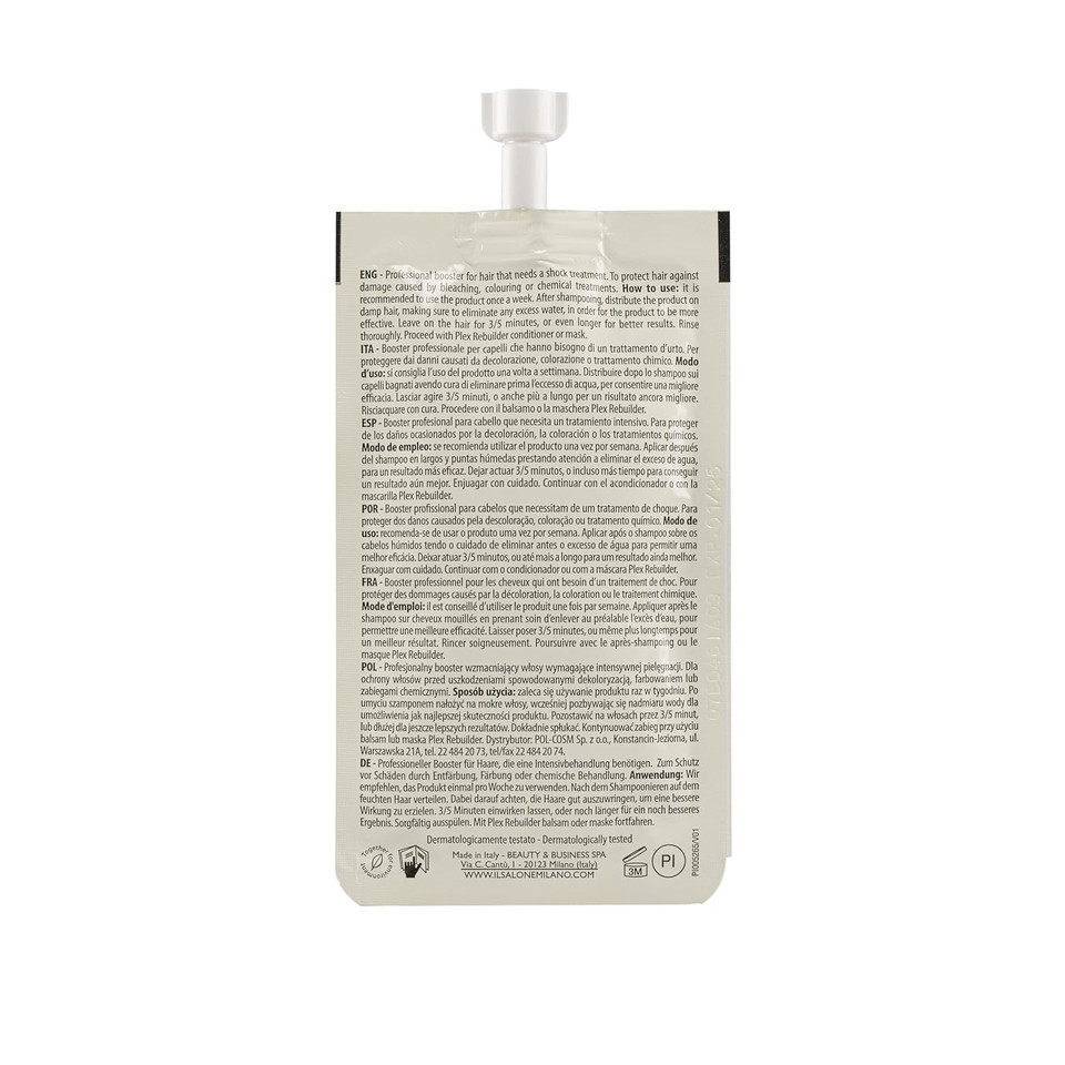 Il Salone Milano Plex Rebuilder Booster - Bonding & Hair Treatment For Enhanced Hair Color, Shine, And Softness - 4 X (0.51 Oz / 15 Ml)