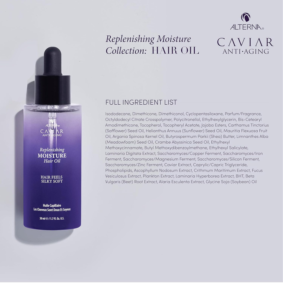 Alterna Haircare Caviar Anti-Aging Replenishing Moisture Hair Oil 1.7 Oz | Lightweight, Revives And Nourishes Hair | Increased Shine And Softness | Heat Protectant And Frizz Control Alterna Haircare Caviar Anti-Aging Replenishing Moisture Hair Oil 1.7 Oz | Lightweight, Revives And Nourishes Hair | Increased Shine And Softness | Heat Protectant And Frizz Control