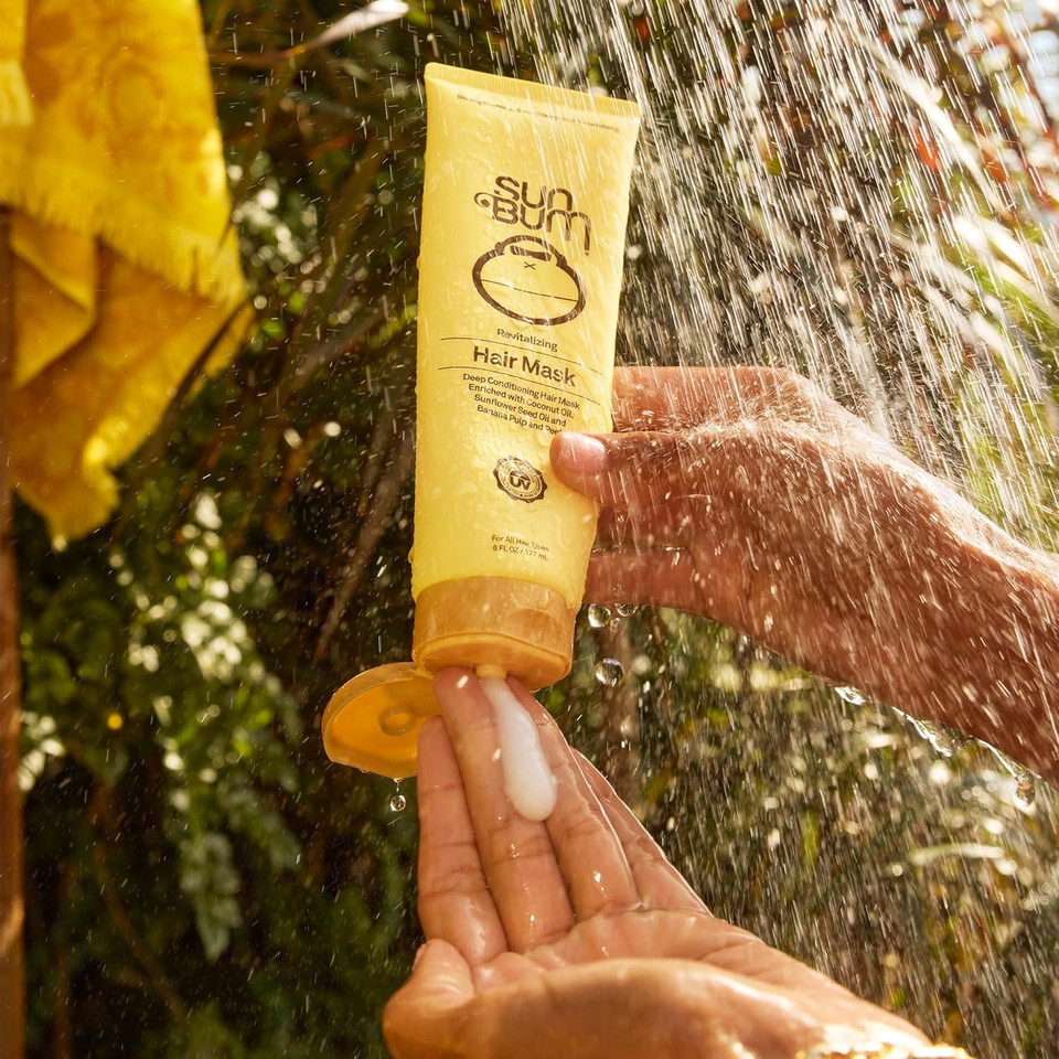 Sun Bum Revitalizing Deep Conditioning Hair Mask - Moisturizing And Restoring Treatment For Damaged Hair - Strengthening - Smoothing And Nourishing Formula - Vegan And Cruelty Free - 6 Oz