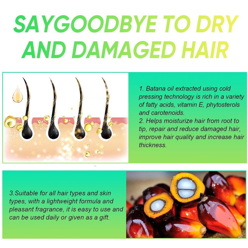 Batana Oil For Hair Growth, Dr Sebi 100% Pure & Natural Organic Batana Oil From Honduras - For Thicker & Stronger Hair, Nourishes Damaged Hair - 2 Fl Oz + 2 Fl Oz