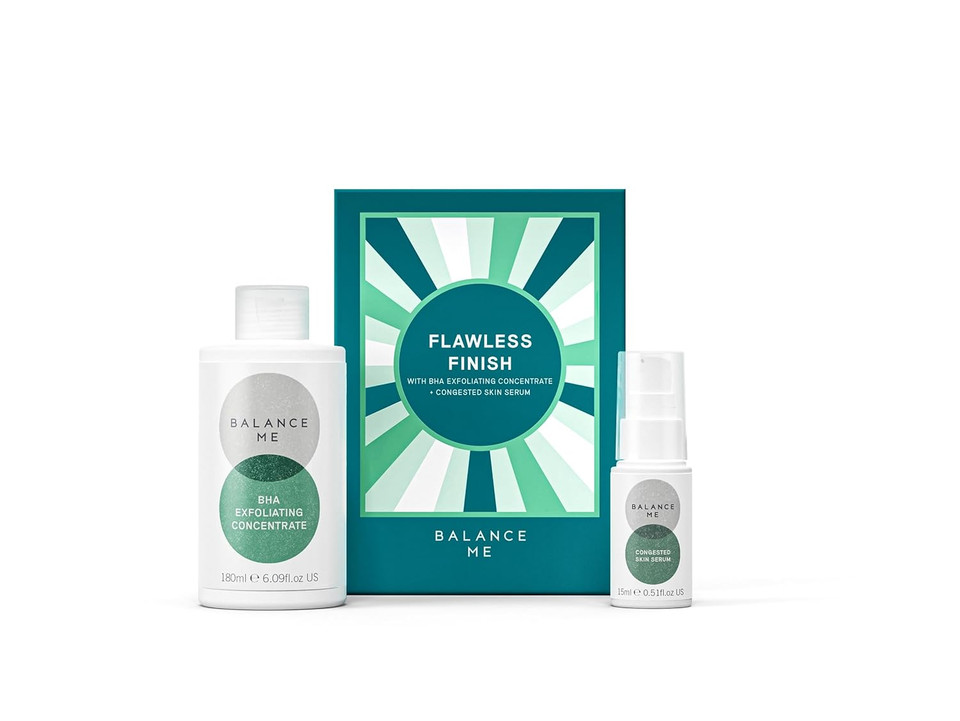 Balance Me Christmas Gift Set Flawless Finish Bha Exfoliating Concentrate, Congested Skin Serum, 2 Full Size Products, Vegan/Natural Skincare, Achieve Flawless Skin - 1 Each