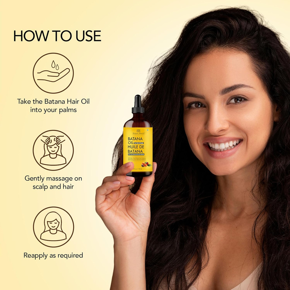 Dr Sebi Batana Oil For Hair Growth- Weightless(Glass Bottle 4 Fl Oz) | 100% Pure & Unrefined Oils From Honduras, Lightweight Summer Hair Oil For Strengthening & Volumizing By Botanic Hearth