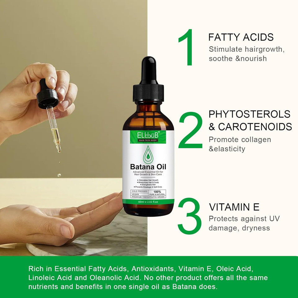 Dr. Sebi Raw Batana Oil - Hair Growth Oil For Men & Women, Sourced From Honduras, Pure & Unrefined, Nourishing Scalp & Hair, Promotes Hair Thickness, Prevents Hair Loss