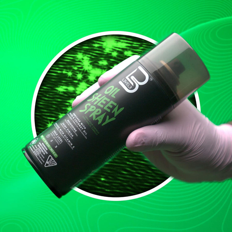 L3 Level 3 Oil Sheen Spray - Adds Shine To Hair After Styling - Infused With Vitamin E, Olive And Coconut Oil And Herbal Extracts Level Three Oil Shine Spr