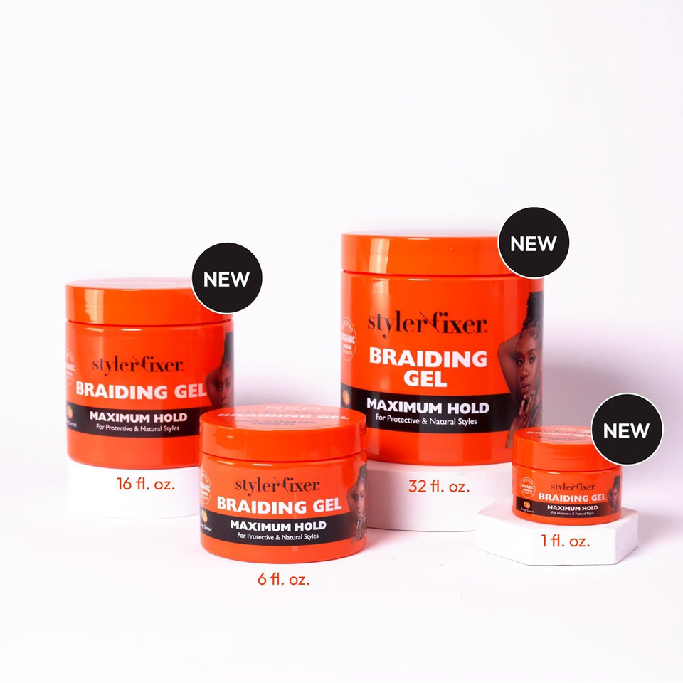 Red By Kiss Braiding Gel Maximum Hold Styler Fixer For Box Braids & Cornrows, Hydrating, Conditioning, Long-Lasting Frizz Control, 4C Moisturizing, Nourishing High Shine, No Flake(1 Fl.Oz.)