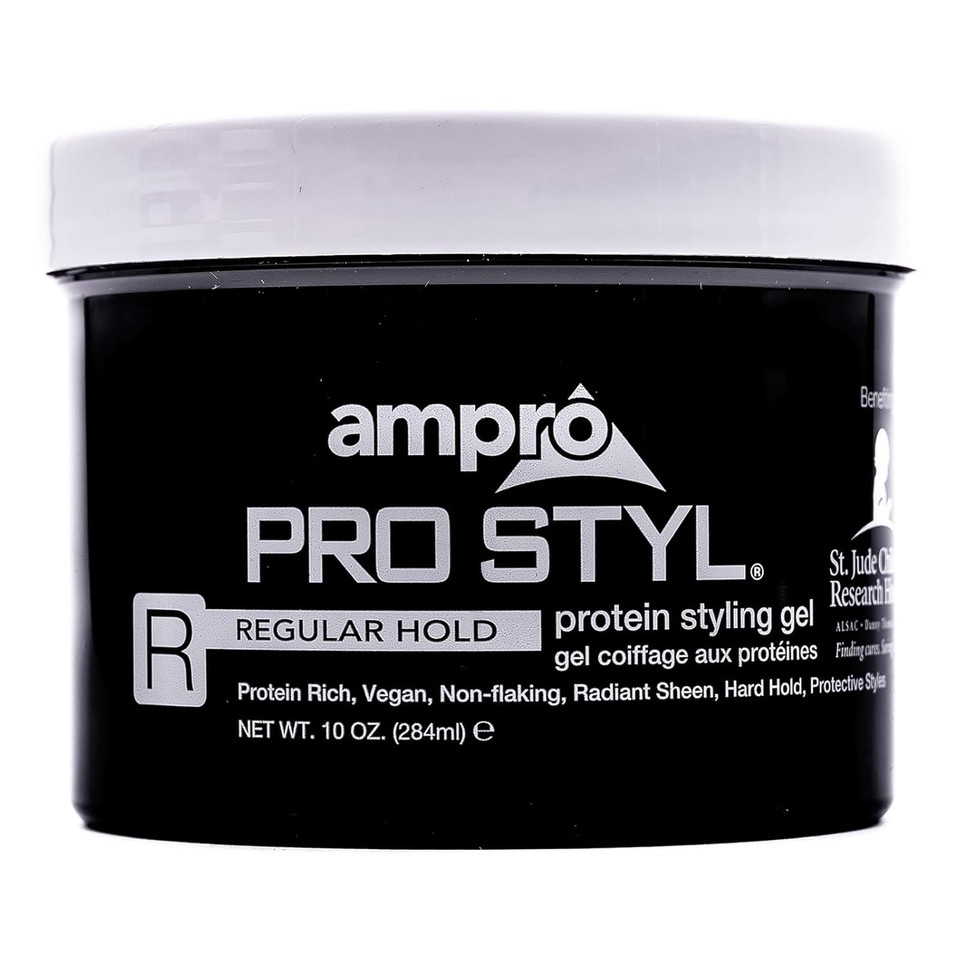 Ampro Pro Styl Styling Gel - Protects And Strengthens Your Strands - Non-Flaking, Alcohol Free, Vegan Formula - Flexible, Touchable Hold For All Hair Textures - Regular - 10 Oz