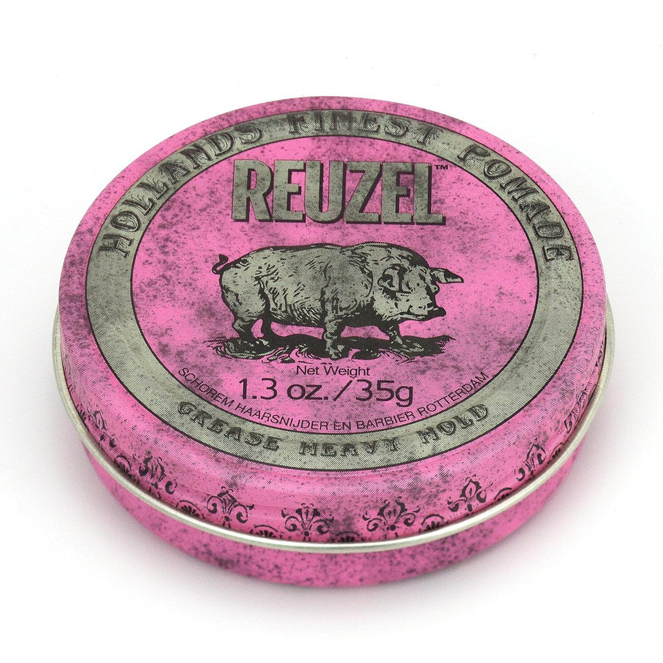 Reuzel Pink Grease Pomade, Strong All Day Hold, Oil-Based Styling Wax, Medium Shine And Flake Free, Easy To Wash Out, For All Hairstyles