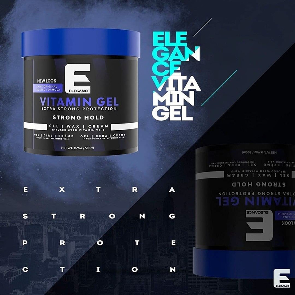 Elegance Vitamin Gel, 33.8 Oz, Infused With Vitamin Pro-Vb-5, Strong Hold Gel, Maximum Hair Protection And Natural Long Lasting Shine