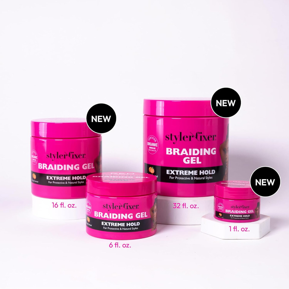 Red By Kiss Braiding Gel Extreme Hold Styler Fixer For Box Braids & Cornrows, Hydrating, Conditioning, Long-Lasting Frizz Control, 4C Moisturizing, Nourishing High Shine (32 Fl. Oz.)