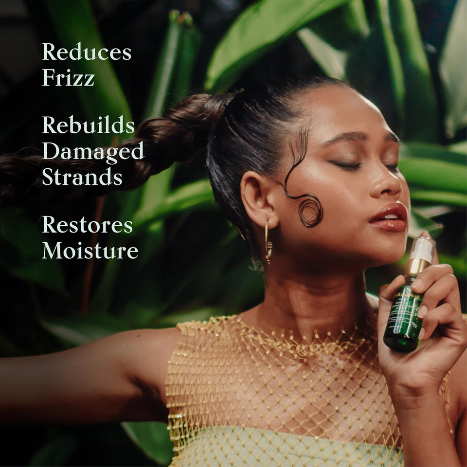 Shaz & Kiks Moringa Anti-Breakage Peptide Serum For Dry, Frizzy Hair | Controls Frizz And Rebuilds Damaged Strands | Blend Of Clinically Active Peptides And Ayurvedic Oils, 1 Fl Oz