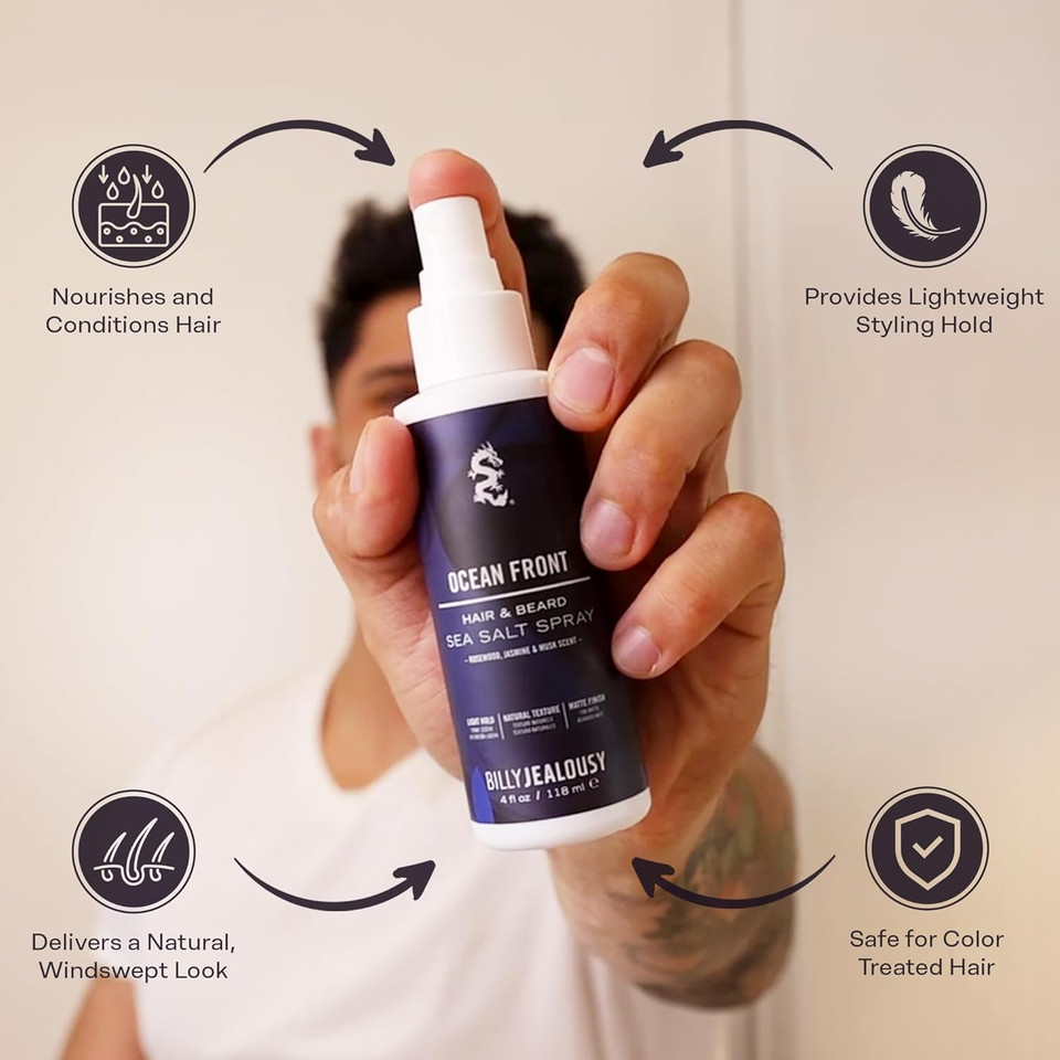 Billy Jealousy Sea Salt Spray, Texturizing And Volumizing Hair Spray For All Hair Types And Beard Lengths