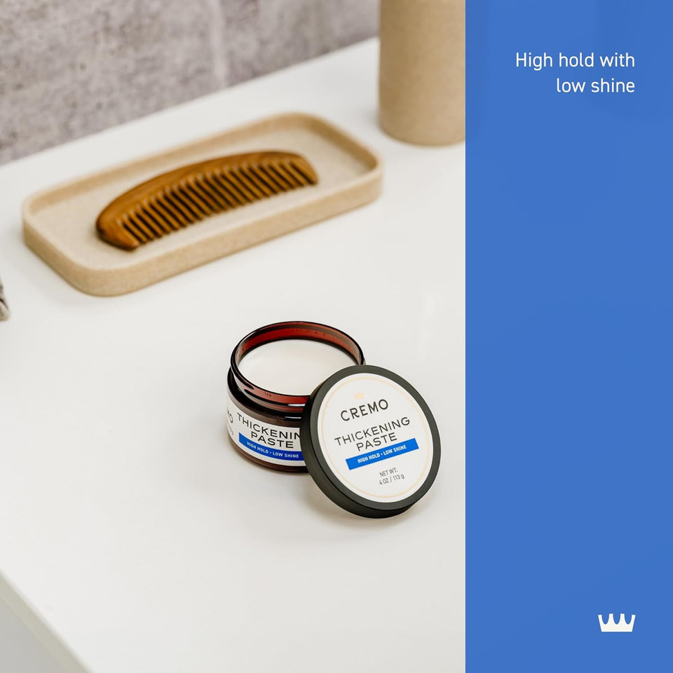 Cremo Mens Hair Paste - Premium Barber Grade Thickening Paste With High Hold And Low Shine, 4 Oz